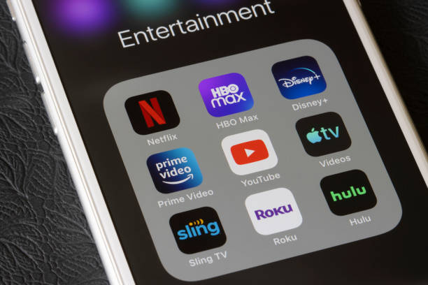 streaming services including Netflix, HBO Max, Disney Plus, Amazon Prime Video, YouTube, Apple TV, Sling TV, Roku, and Hulu.