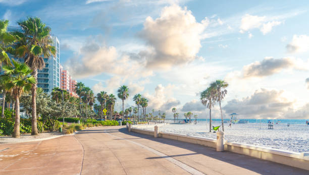 Clearwater beach with beautiful white sand in Florida